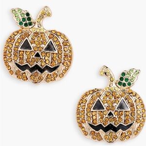 BaubleBar rhinestone Jack-o’-lantern large post earrings NEW